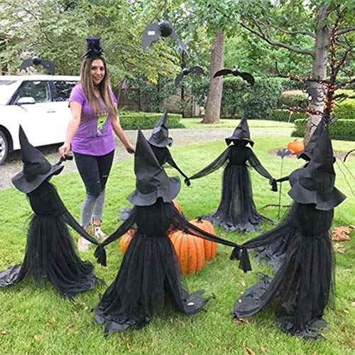 Las brujas de Halloween iluminado juego de 3, 4.9ft Yard Decoración, decoración de Halloween, 3 PCS/set, Glow control de voz y sonido, sonido de la casa encantada del partido Puntales
