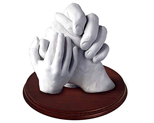Las Huellas de tu Familia en 3D - Haz tus manos en 3D con tu familia - Escultura de mano realista, Manos Entrelazadas, Hasta 5 manos (PEANA INCLUIDA, todo el material incluido)