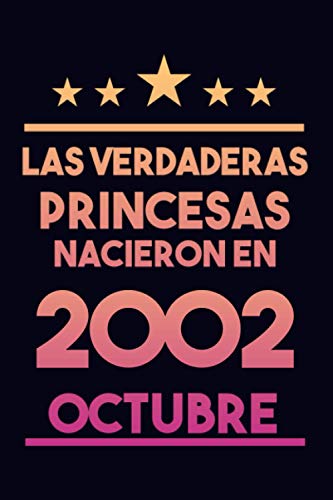 Las Verdaderas Princesas Nacieron en 2002 Octubre: Regalo de cumpleaños de 18 años para mujeres cuaderno forrado cuaderno de cumpleaños regalo de ... regalo de cumpleaños para niñas, tía, novia