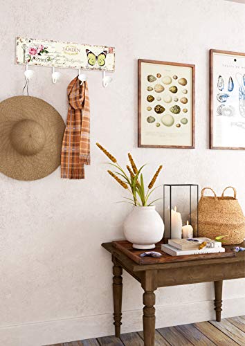 Lashuma - Perchero de pared grande de metal, para baño, cartel de chapa, 1 gancho, 1 listón de 4 ganchos, para cocina