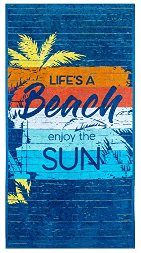 Lashuma XXL Enjoy The Sun - Toalla de playa (algodón, 180 x 90 cm), multicolor