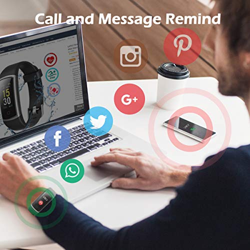 LATEC Pulsera Actividad Inteligente Pulsómetro y Presión Arterial Relojes Deportivos Ejercicio Fitness Impermeable IP68 Podómetro Pulsera Deportiva Detecta Datos de Ejercicios de Interior (Negro)