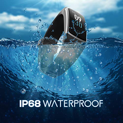 LATEC Pulsera Actividad Inteligente Pulsómetro y Presión Arterial Relojes Deportivos Ejercicio Fitness Impermeable IP68 Podómetro Pulsera Deportiva Detecta Datos de Ejercicios de Interior (Negro)