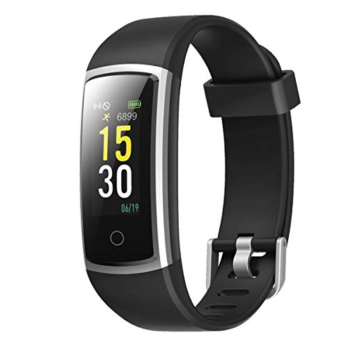 LATEC Pulsera Actividad Inteligente Pulsómetro y Presión Arterial Relojes Deportivos Ejercicio Fitness Impermeable IP68 Podómetro Pulsera Deportiva Detecta Datos de Ejercicios de Interior (Negro)