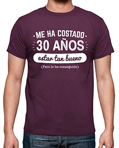 latostadora - Camiseta 30 Anos para para Hombre Burdeos L