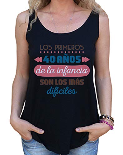 latostadora - Camiseta los Primeros 40 para Mujer Negro S
