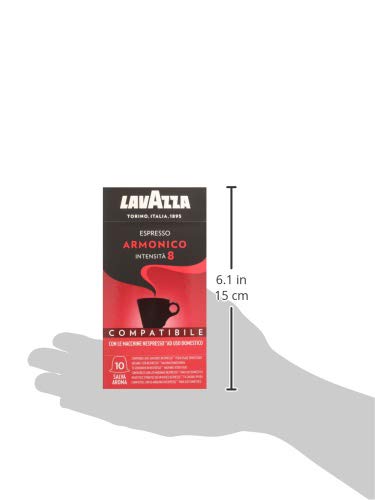 Lavazza Cápsulas de Café Compatibles Nespresso Espresso Armonico, Paquetes de 10 x 10 Cápsulas (Total: 100 Cápsulas)