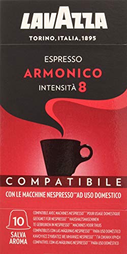 Lavazza Cápsulas de Café Compatibles Nespresso Espresso Armonico, Paquetes de 10 x 10 Cápsulas (Total: 100 Cápsulas)