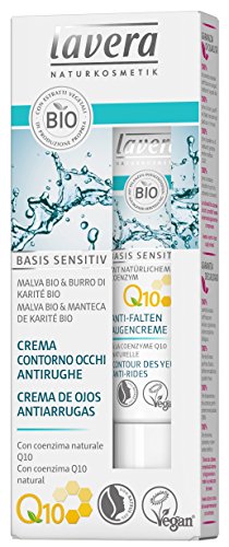 Lavera Basis Sensitiv Crema de Ojos Antiarrugas Q10 - Con coenzima Q10 natural - Malva & Manteca de karité bio - vegano - biológico - cosméticos naturales 100% certificados - 15 ml