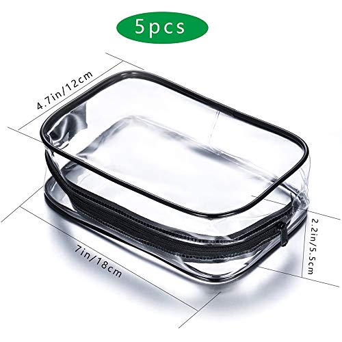 Lazz1on Bolsa Portátil de Maquillaje 5 Piezas Bolsa de Aseo Transparente PVC Cosméticos Impermeable Avion Unisexo Neceseres de Viaje para Vacación Baño y Almacenamiento