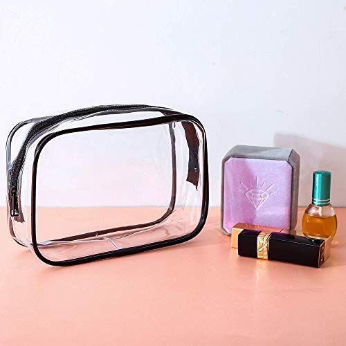 Lazz1on Bolsa Portátil de Maquillaje 5 Piezas Bolsa de Aseo Transparente PVC Cosméticos Impermeable Avion Unisexo Neceseres de Viaje para Vacación Baño y Almacenamiento
