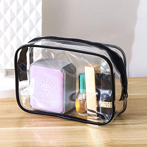 Lazz1on Bolsa Portátil de Maquillaje 5 Piezas Bolsa de Aseo Transparente PVC Cosméticos Impermeable Avion Unisexo Neceseres de Viaje para Vacación Baño y Almacenamiento