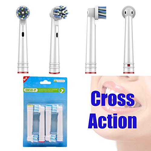 LAZZARU Recambios para Oral B - Pack 8 Cabezales Cross Action + Regalo Hilo Dental Floss 30 Uds - Repuestos Compatibles Cepillo Eléctrico - Blanqueante Limpieza Diente por Diente