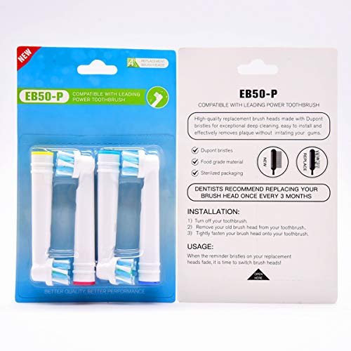LAZZARU Recambios para Oral B - Pack 8 Cabezales Cross Action + Regalo Hilo Dental Floss 30 Uds - Repuestos Compatibles Cepillo Eléctrico - Blanqueante Limpieza Diente por Diente