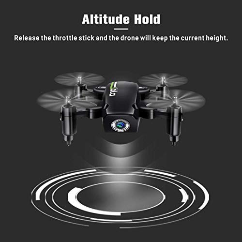 LBLA 1 RC Mini Drone Plegable Regalo para Niños/Adultos, Giroscopio de 6 Ejes con Control Remoto de Altitud Cuadricóptero HD WiFi Cámara FPV 2.4 GHz, 8 Minutos Tiempo de Vuelo, Negro