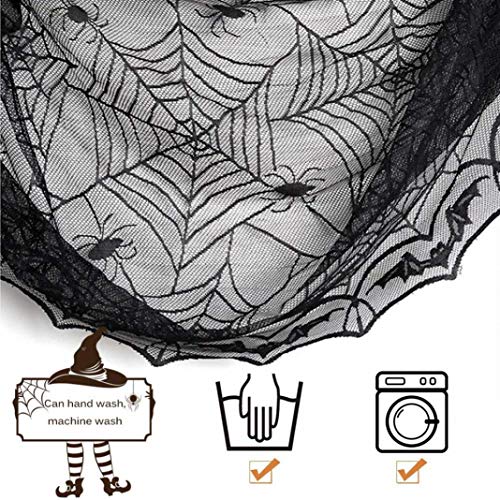 LbojailiAi Halloween Supplies 122x244cm Accesorios de decoraci¨®n de Fiesta de Halloween Cubierta de Mantel de telara?a de Murci¨¦Lago de Encaje - Negro