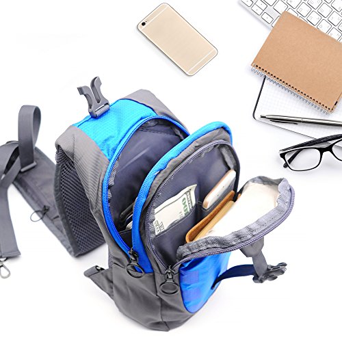 LC Prime Bolsa de Hombro Mochila Pecho,RFID Riñonera Bolso Pecho Hombre Mochilas Ligeras Bolsas de Deporte Gymnasia Bandolera Bolsa para Ciclismo Senderismo Escuela Viajar,Azul,Versión Mejora