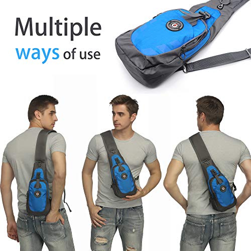 LC Prime Bolsa de Hombro Mochila Pecho,RFID Riñonera Bolso Pecho Hombre Mochilas Ligeras Bolsas de Deporte Gymnasia Bandolera Bolsa para Ciclismo Senderismo Escuela Viajar,Azul,Versión Mejora