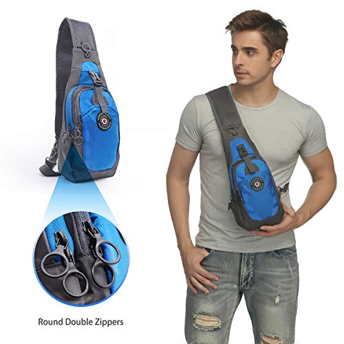 LC Prime Bolsa de Hombro Mochila Pecho,RFID Riñonera Bolso Pecho Hombre Mochilas Ligeras Bolsas de Deporte Gymnasia Bandolera Bolsa para Ciclismo Senderismo Escuela Viajar,Azul,Versión Mejora