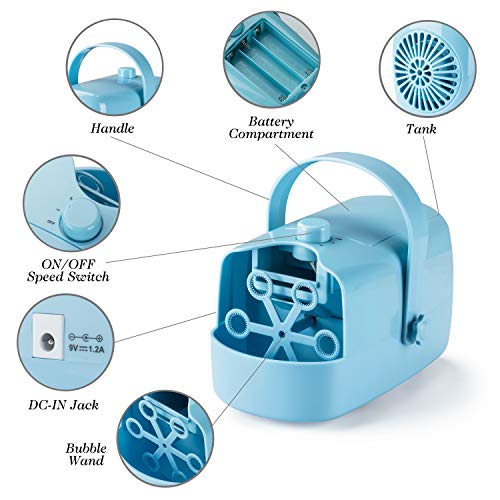 LDB Máquina de Burbujas,Máquina Automática de Burbujas para Niños Pompas de Jabón Juguetes Regalos Niños Niñas Fiesta Infantil Escenario Bodas al Aire Libre en Interiores