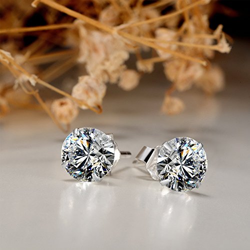 LDUDU® Pendiente Plata de ley 925 Semental Unisex de Cristal Swaroski/Circonita diseño sencillo para hombre mujer regalo de Cumpleaños Navidad San Valentin color blanco