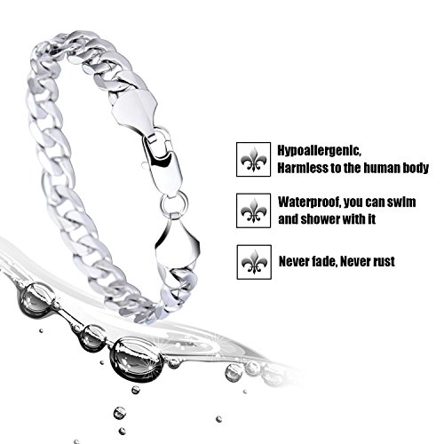 LDUDU® Pulsera de acero inoxidable antialérgico para hombre Sencillo color Plateado - regalo para San valentin Cumpleaños Navidad