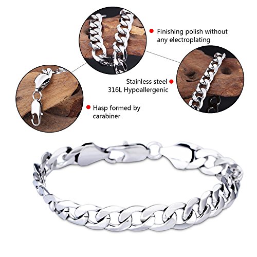 LDUDU® Pulsera de acero inoxidable antialérgico para hombre Sencillo color Plateado - regalo para San valentin Cumpleaños Navidad