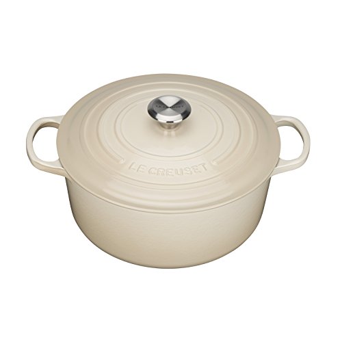 Le Creuset Evolution Cocotte con Tapa, Redonda, Todas Las Fuentes de Calor Incl. inducción, 4,2 l, Hierro Fundido, Crema, 24 cm