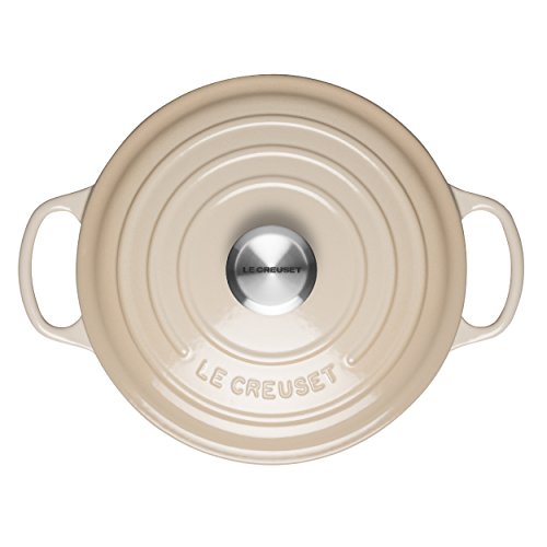 Le Creuset Evolution Cocotte con Tapa, Redonda, Todas Las Fuentes de Calor Incl. inducción, 4,2 l, Hierro Fundido, Crema, 24 cm