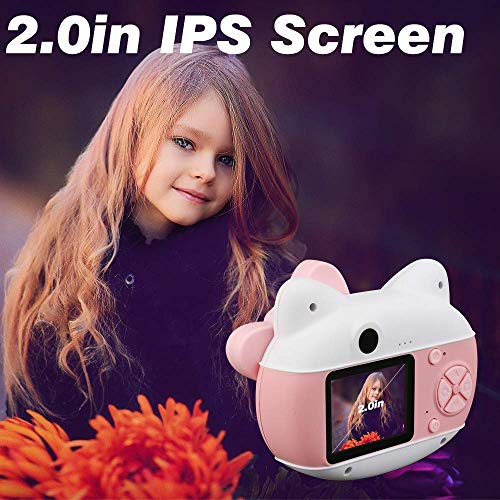 le-idea Cámara para niños Cámara de Fotos Digital 12MP Recargable Cámara 1080P HD Video cámaras para Niños Niñas con Zoom Digital 4X, 2" IPS, os Regalos Cumplea, Navidad (Rosa)