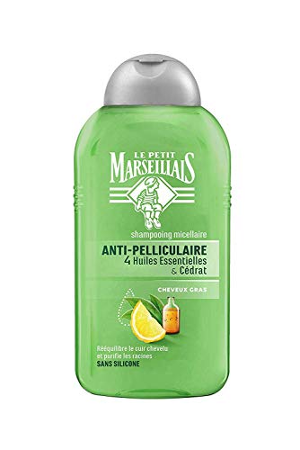 Le Petit Marseillais: champú anticaspa para cabellos grasos, 4 aceites esenciales y cidra, frasco de 250 ml