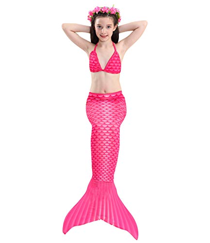 Le SSara 2018 Girls Colorful Mermaid Pattern Traje de baño 3 Piezas Bikini Establece Traje de baño para Cosplay Party (150, DH57)