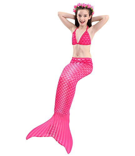 Le SSara 2018 Girls Colorful Mermaid Pattern Traje de baño 3 Piezas Bikini Establece Traje de baño para Cosplay Party (150, DH57)