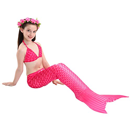 Le SSara 2018 Girls Colorful Mermaid Pattern Traje de baño 3 Piezas Bikini Establece Traje de baño para Cosplay Party (150, DH57)