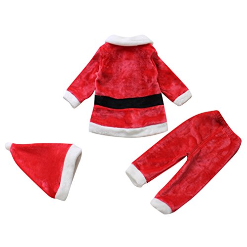 Le SSara Bebé 3pcs Navidad Santa Claus Traje Traje Sombrero + Capa + pantalón (0-6 Meses)