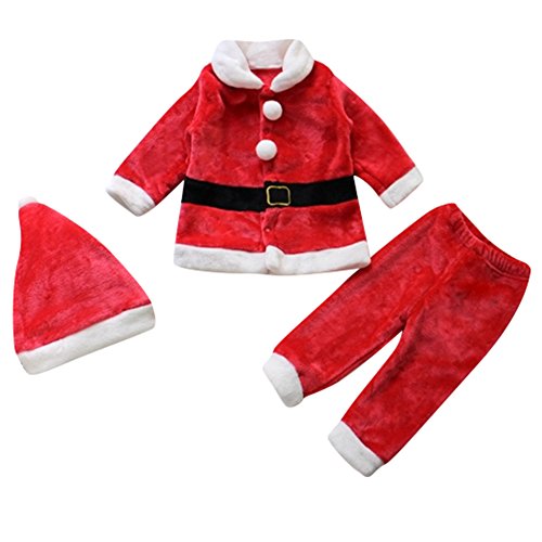 Le SSara Bebé 3pcs Navidad Santa Claus Traje Traje Sombrero + Capa + pantalón (0-6 Meses)