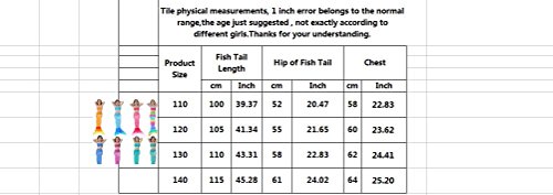 Le SSara Las muchachas cosplay traje de baño sirena Shell traje de baño 3pcs bikini conjuntos (110, D-rainbow)