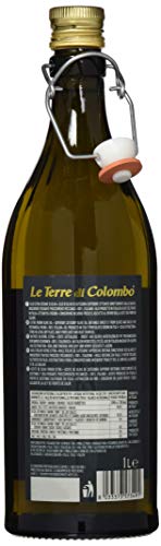 Le Terre di Colombo – Aceite de oliva virgen extra 100 % italiano, botella con estrías y tapón mecánico, 1 L