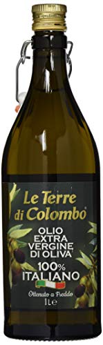 Le Terre di Colombo – Aceite de oliva virgen extra 100 % italiano, botella con estrías y tapón mecánico, 1 L