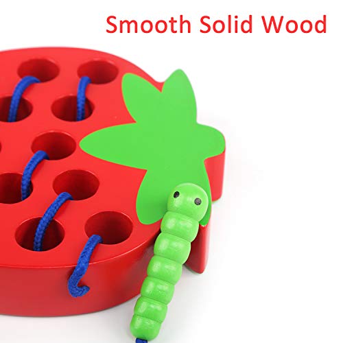 LEADSTAR Fresa de Madera Juguete de Rosca,Juego de Viaje Aprendizaje temprano Motores Finos Montessori Regalo Educativo para 1 2 3 años de Edad Niños Pequeños Bebés (Rojo)