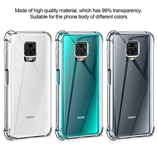 Leathlux Funda Xiaomi Redmi Note 9S + 2 Pack Cristal Templado Protector de Pantalla, Ultra Fina Silicona Transparente TPU Carcasa Anti-Choque Anti-arañazos Carcasa Xiaomi Redmi Note 9S / 9 Pro 6.67"