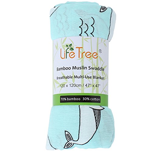 Lebze Muselina Manta Bebé -"Diente de Ballena" Bambú Algodón Bebé Chica o Baby Boy Mantas 120x120 cm Swaddle