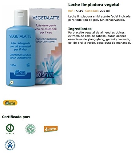 Leche limpiadora vegetal - Argital cosmética natural - 200 ml.