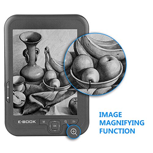 Lector Libros Electrónicos, 6 Pulgadas 4GB Resolución 800 x 600 Lector de Libros Electrónicos Tinta Electrónica Portátil con FM Soporte 32GB Tarjeta TF para Viajes, Exterior, Interior, etc.