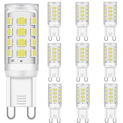 LED G9 Bombillas 2W Equivalente a 15W 20W 25W 28W Halógena Bombillas, Blanco frío 6000K, 300LM, CRI> 85, G9 Enchufe LED Lámpara, sin parpadeo, no regulable, CA 220-240V, paquete de 10