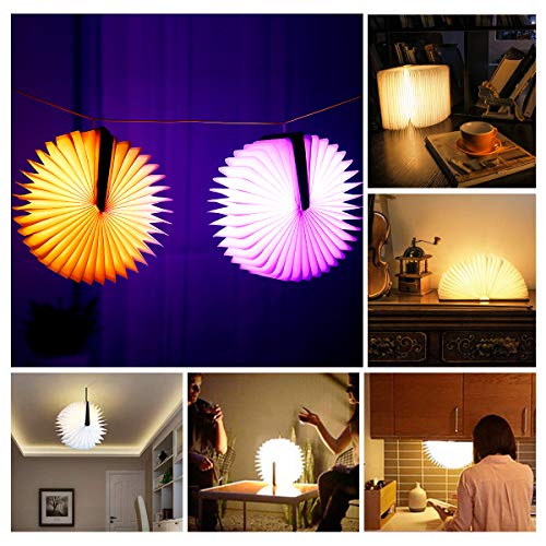 LED Lámpara de Libro Plegable Luces Lámpara Portatil de Libro Recargable 1800mAh USB Lámpara de Noche, Lámpara Decorativa de Mesa, EVILTO Lámpara Led de Escritorio - 7 Colores