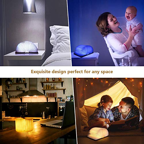 LED Lámpara de Libro Plegable Luces Lámpara Portatil de Libro Recargable 1800mAh USB Lámpara de Noche, Lámpara Decorativa de Mesa, EVILTO Lámpara Led de Escritorio - 7 Colores