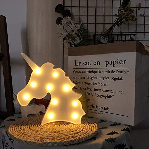 LED Unicornio Luces Nocturnas, LED Mood Light Lámparas de Escritorio, Blanca Cálida LED Lámpara de Mesa para Habitación de Bebé Decorativa Luz, Dormitorio y Decoración de la Pared (Unicornio Blanco)