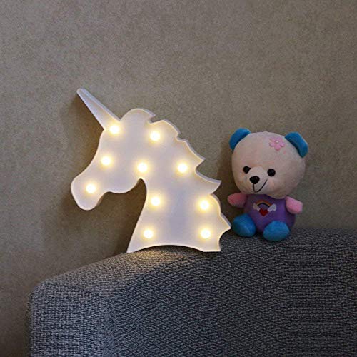 LED Unicornio Luces Nocturnas, LED Mood Light Lámparas de Escritorio, Blanca Cálida LED Lámpara de Mesa para Habitación de Bebé Decorativa Luz, Dormitorio y Decoración de la Pared (Unicornio Blanco)