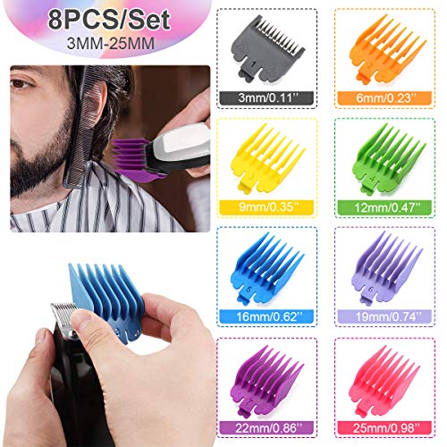 Ledeak Peines Universales para Cortapelos, 8 Piezas Recortadores de Cabello Profesionales de Color, Multifuncional Cortadoras Codificadas con Clipper Guías para Recortadores Wahl